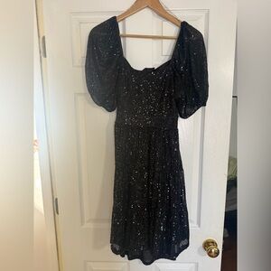 Altar'd State Black Sequin Long Sleeve Dress